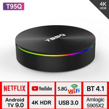 4GB 32GB/64GB DDR3 Amlogic T95Q Android 9.0 TV BOX 4K Media Player S905X2 Quad Core 2.4G&5GHz Dual Wifi BT4.1 100M tv set box